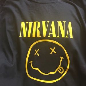 New Nirvana Smiley Grunge Graphic Tee Rock Band Unisex T-shirt